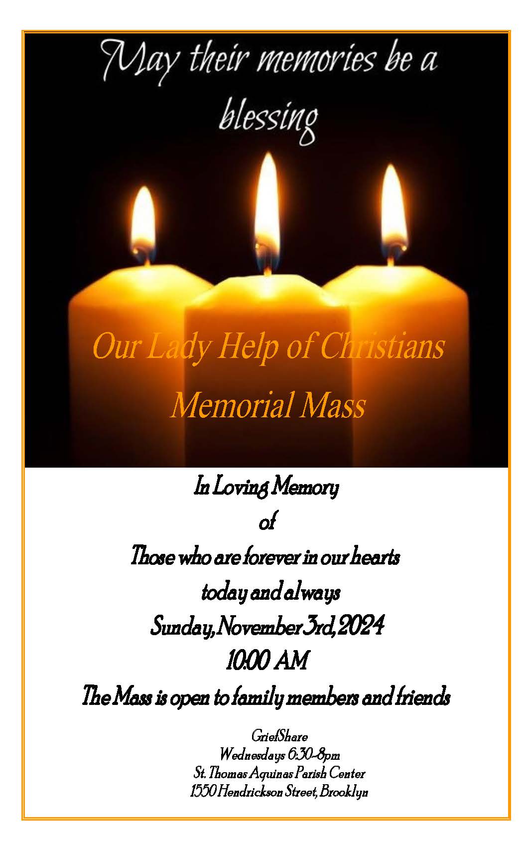 Memorial Mass flyer 2024