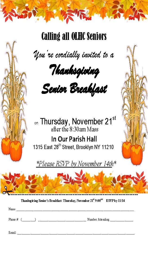 Thanksgiving Seniors Breakfast OLHC 2024