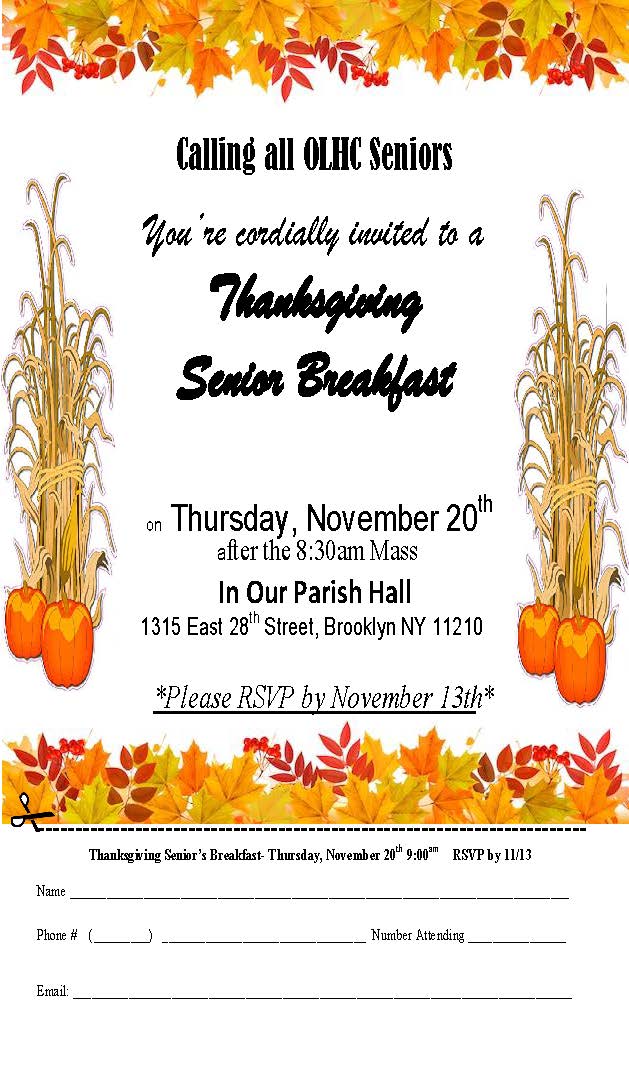 Thanksgiving Seniors Breakfast OLHC 2025
