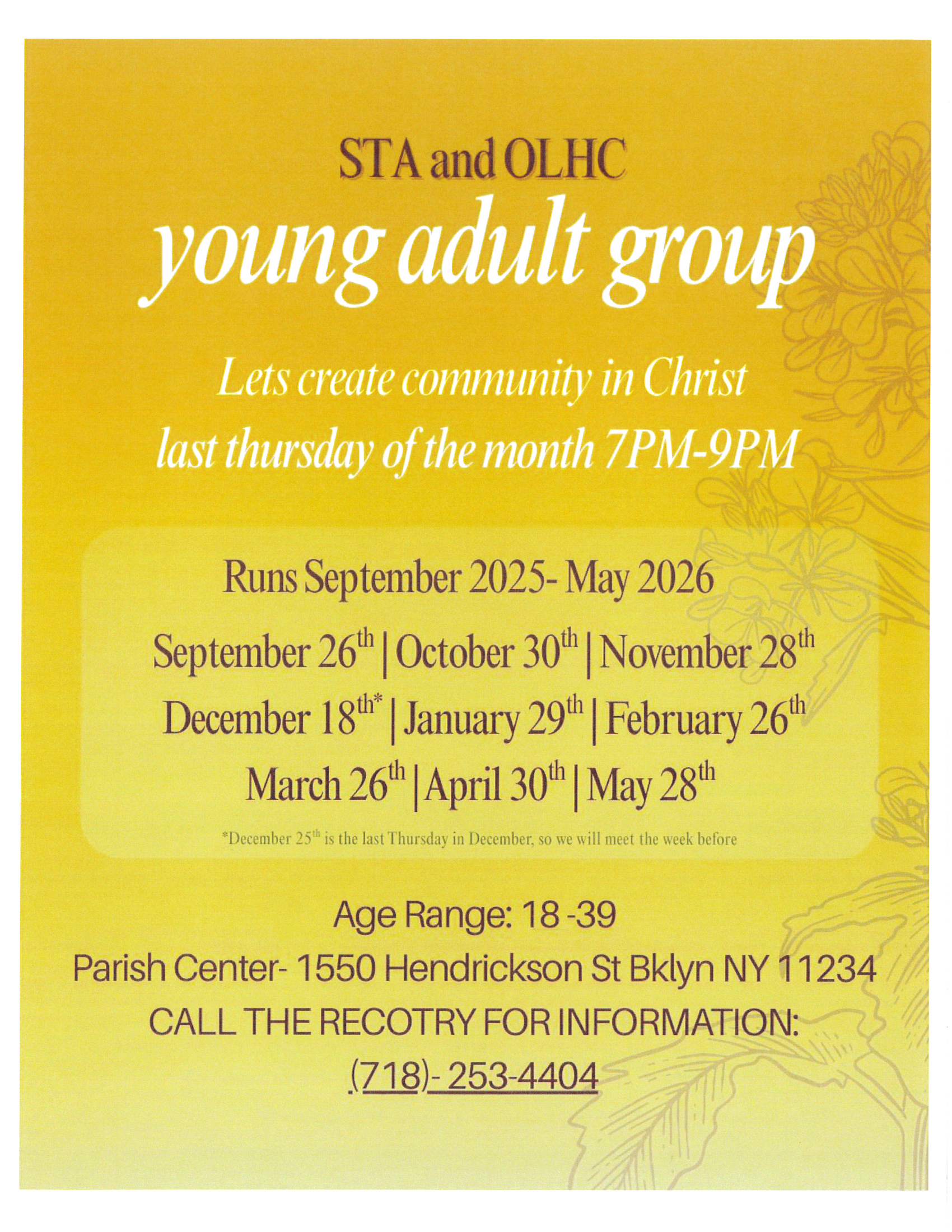 Young Adult Group 2025 STA OLHC