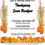 Thanksgiving Seniors Breakfast - November 20