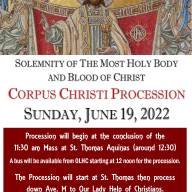 CORPUS CHRISTI PROCESSION - SUNDAY, JUNE 19, 2022